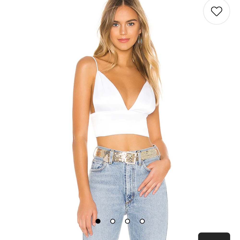 Superdown Revolve Gene Satin Top in White Bralette Small